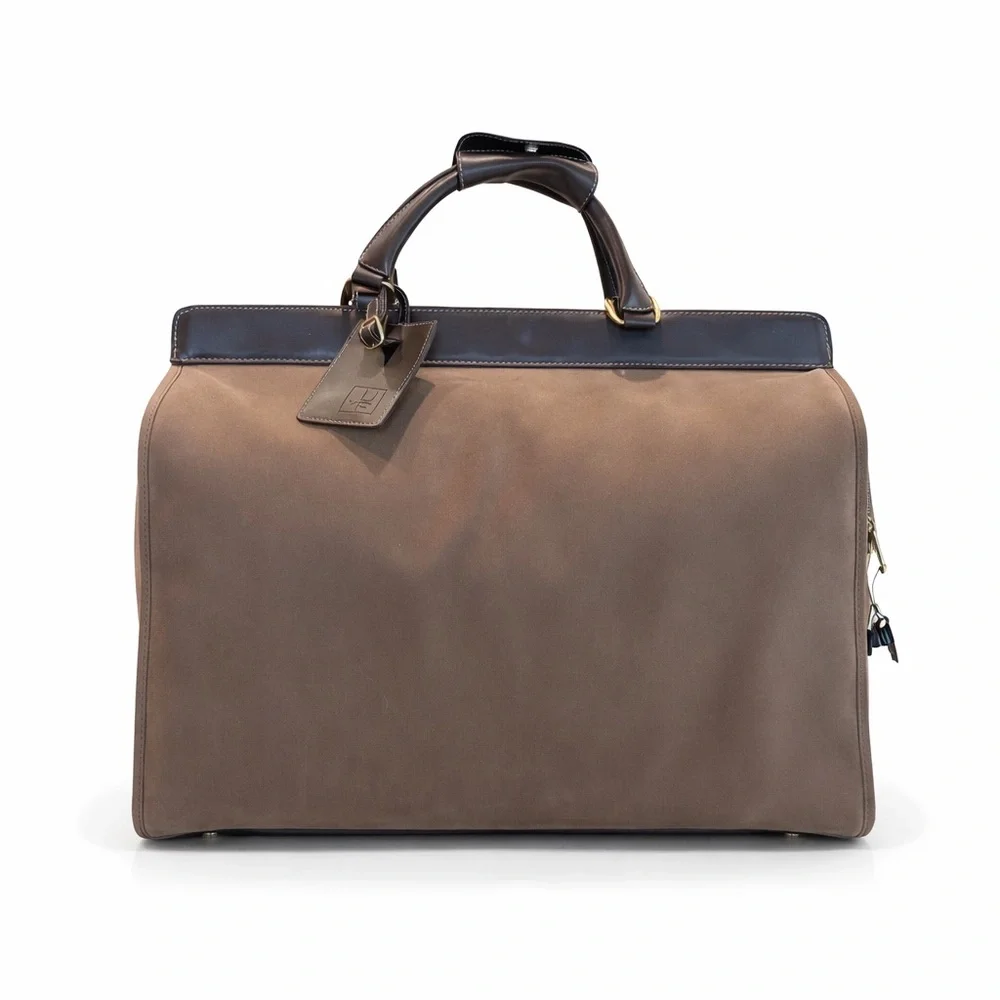 DVF Diane Von Furstenberg Garment Weekender CarryOn Leather Travel Bag w Gold HW - Picture 3 of 15